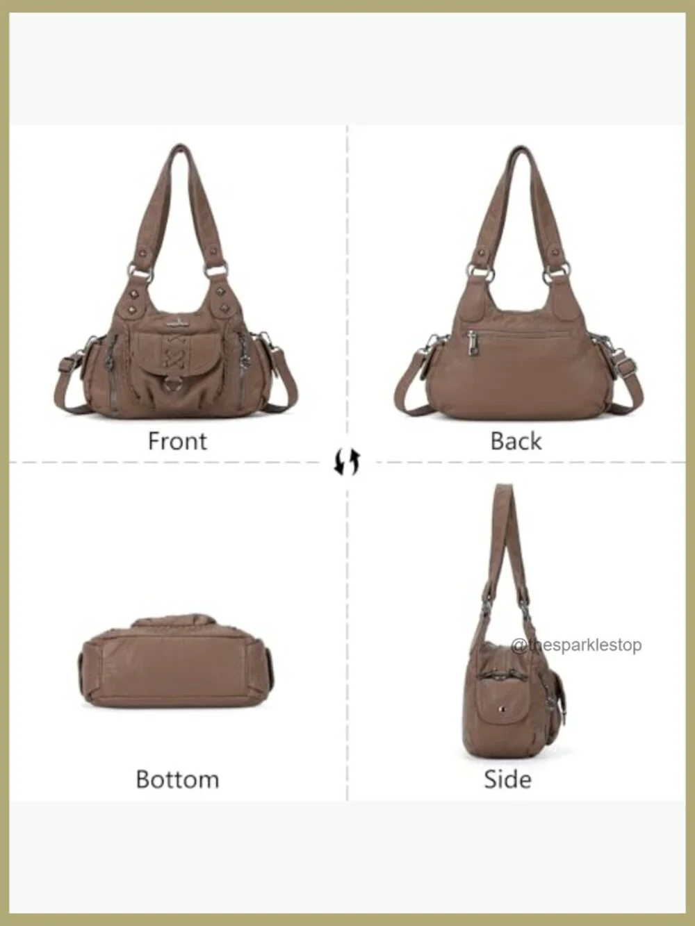 Vegan Leather Hobo Shoulder Bag with Multi Pockets Crossbody Tote